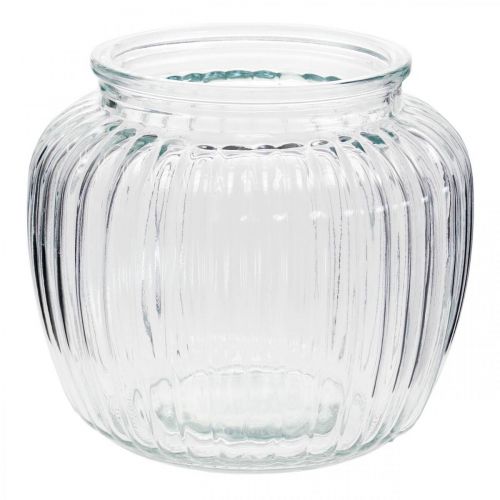 Vase en verre vase strié verre Ø14cm H13cm 2pcs
