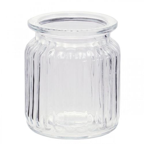 Article Vase en verre vase strié verre Ø7,5cm H9cm 4pcs