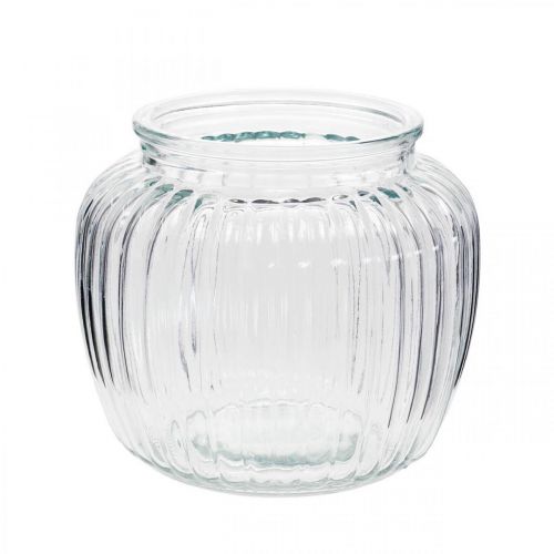 Floristik24 Vase en verre strié Ø11cm H10cm
