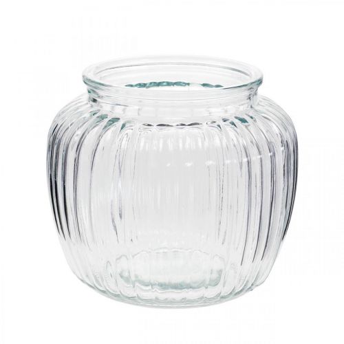 Vase en verre strié Ø11cm H10cm