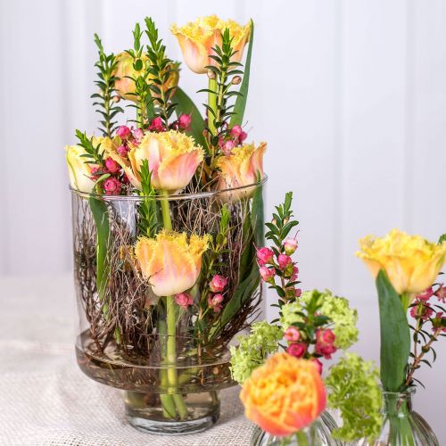 Floristik24 Vase en verre avec pied vase à fleurs décoration en verre vintage H15cm Ø11cm
