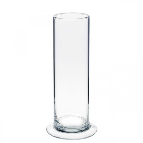 Vase en verre avec pied Clair Ø6cm H20cm