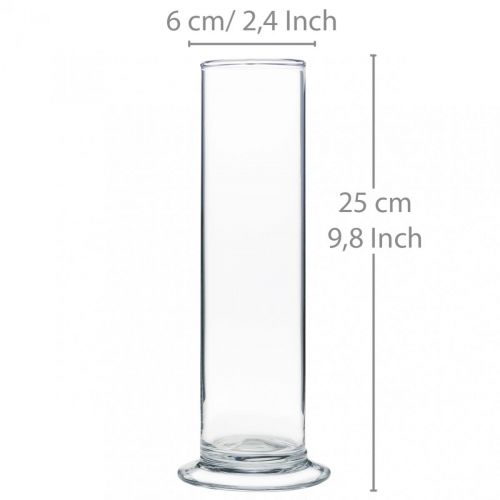 Floristik24 Vase en verre avec pied Clair Ø6cm H25cm