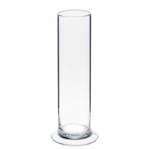 Article Vase en verre avec pied Clair Ø6cm H25cm