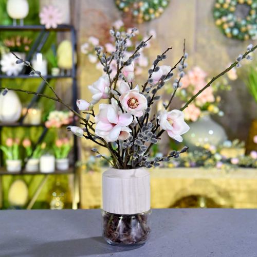 Article Vase en verre avec vase décoratif en bois pour fleuristerie sèche H20cm