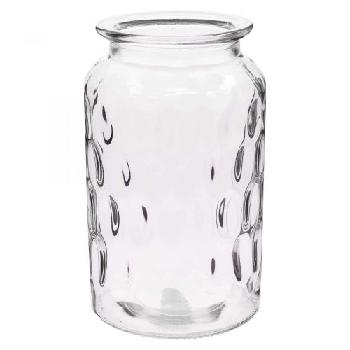 Floristik24 Vase en verre à motif, lanterne en verre H18,5cm Ø11cm clair