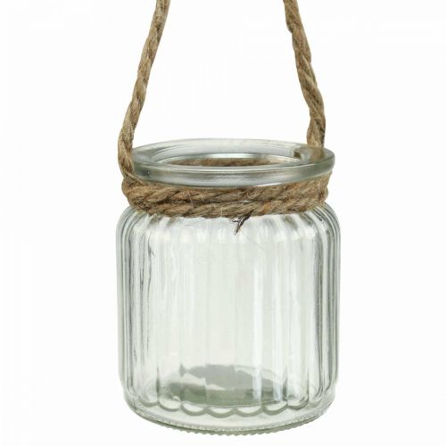 Vase en verre pour lanterne suspendue corde de verre Ø8cm H9cm