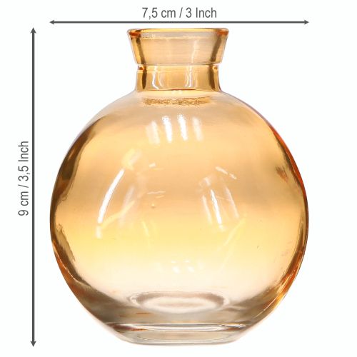 Article Vases en verre bulbeux mini vases décoratifs orange Ø7,5cm H9cm 6 pcs