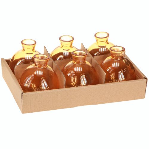 Article Vases en verre bulbeux mini vases décoratifs orange Ø7,5cm H9cm 6 pcs