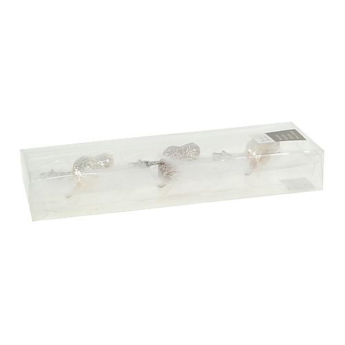 Floristik24 Oiseau en verre sur clip crème 7.5cm 3pcs