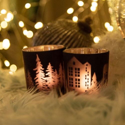Floristik24 Lanternes, photophore verre Noël noir Ø7cm 2pcs