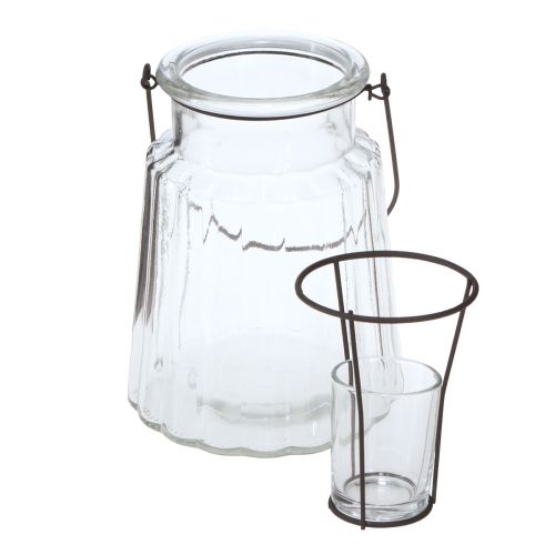 Article Lanterne en verre avec anse verre clair Ø14cm H18cm