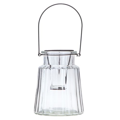 Article Lanterne en verre avec anse verre clair Ø14cm H18cm