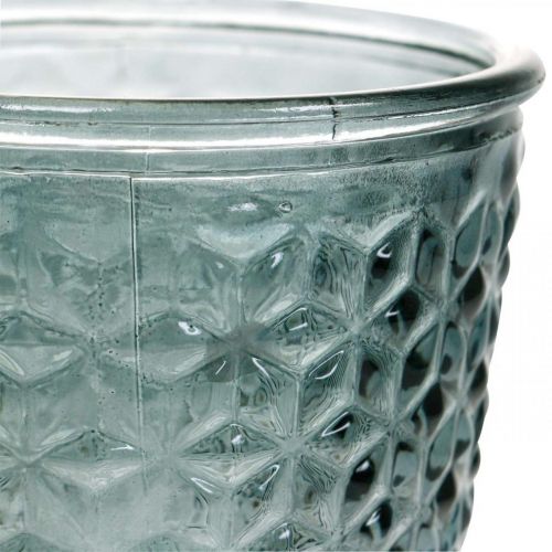 Article Lanterne avec pied, tasse en verre, verre décoratif gris Ø10cm H18,5cm