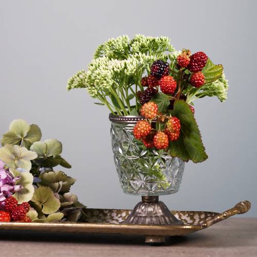 Floristik24 Lanterne en verre sur socle antique avec rebord en métal Ø9cm H13.5cm