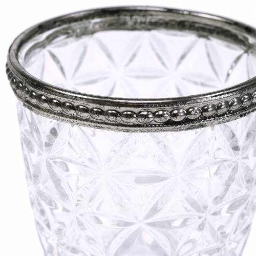 Floristik24 Lanterne ancienne en verre avec rebord en métal Ø7,5cm H7,5cm