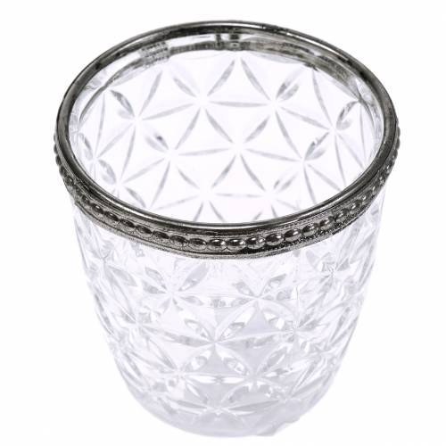 Floristik24 Lanterne ancienne en verre avec rebord en métal Ø7,5cm H7,5cm