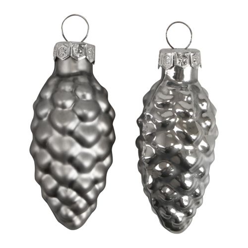 Cônes de Noël cônes en verre décoration en verre argent H6,5cm 10pcs