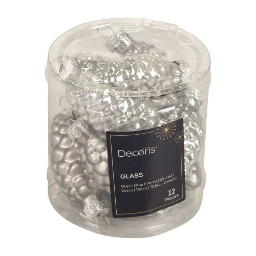 Article Cônes de Noël cônes en verre décoration en verre argent H6,5cm 10pcs