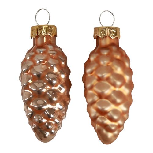 Floristik24 Cônes de Noël cônes en verre décoration en verre abricot H6,5cm 10 pcs