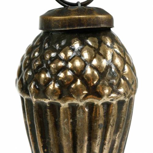 Floristik24 Décorations de sapin de Noël glands en verre à suspendre marron, doré 6cm 3pcs