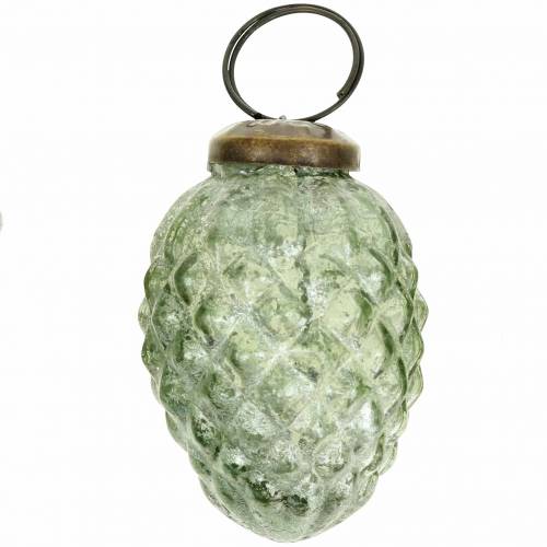 Floristik24 Arbre décorations fruits d'automne transparent, vert verre véritable 6.5cm 3pcs