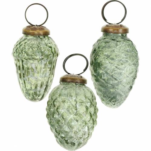 Floristik24 Arbre décorations fruits d&#39;automne transparent, vert verre véritable 6.5cm 3pcs