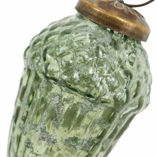 Floristik24 Arbre décorations fruits d&#39;automne transparent, vert verre véritable 6.5cm 3pcs