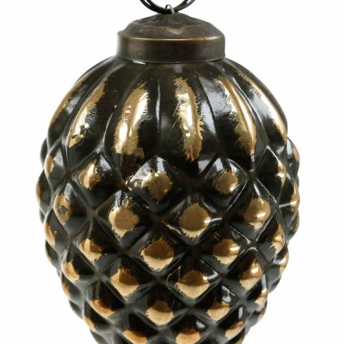 Floristik24 Glands et cônes à accrocher marron, verre doré 8.5cm 3pcs dans un ensemble