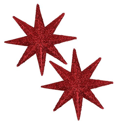 Étoile pailletée rouge Ø10cm 12 pcs