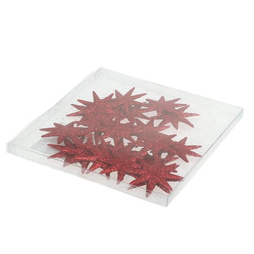 Floristik24 Étoile pailletée rouge Ø5cm 20 pcs