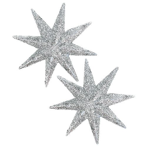 Étoile pailletée argent Ø10cm 12 pcs