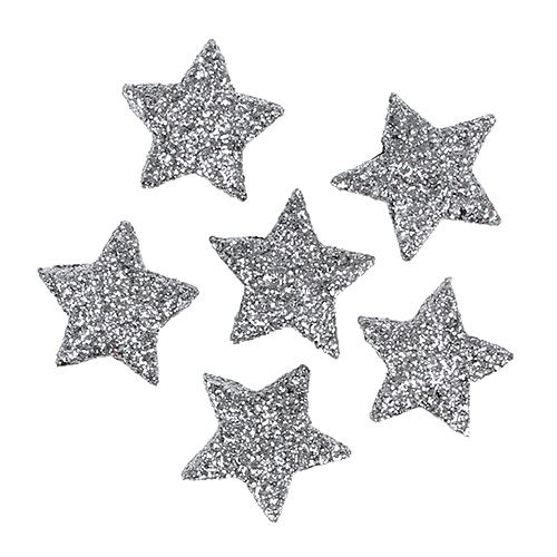 Floristik24 Étoile scintillante argent Ø2,5cm 96 pcs