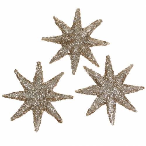 Floristik24 Étoile décorative pailletée champagne 5cm 20 pcs