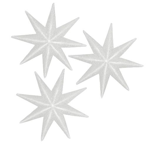 Article Étoile scintillante blanche 10cm 12pcs