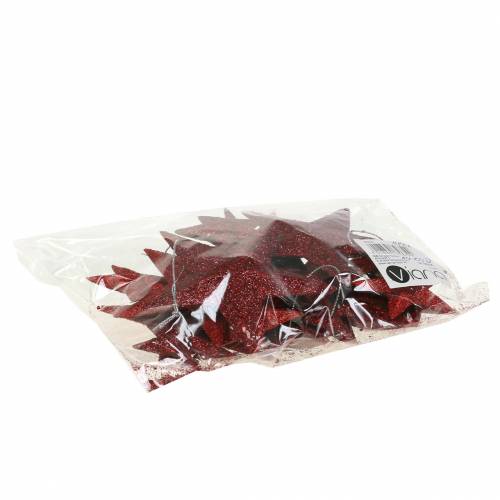 Article Étoile scintillante rouge mix 9,5/5cm 18 pcs
