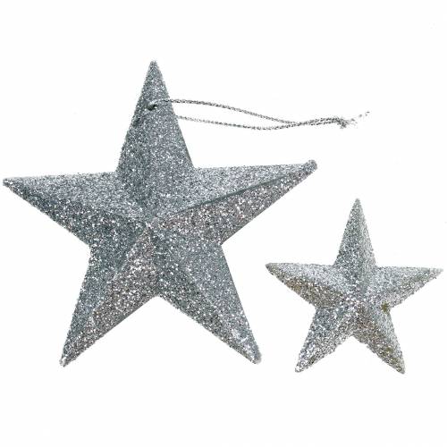 Floristik24 Étoile scintillante argent 9,5/5cm 18 pcs