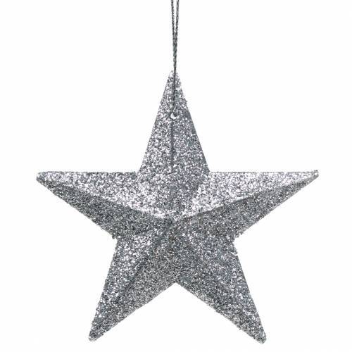 Article Étoile scintillante argent 9,5/5cm 18 pcs