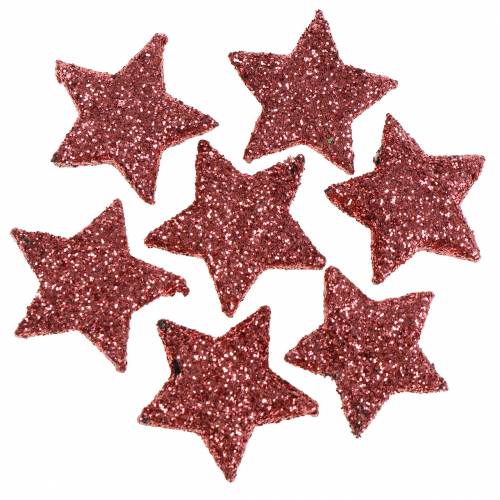 Floristik24 Étoiles scintillantes à saupoudrer de corail 2.5cm 48pcs