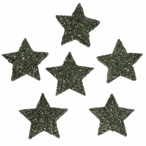 Floristik24 Étoile pailletée vert 2,5cm 48 pcs