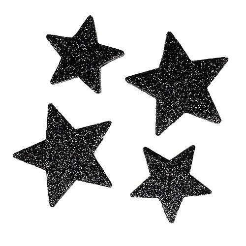 Glitter Stars Noir 4-5cm 40pcs | Floristik24.be