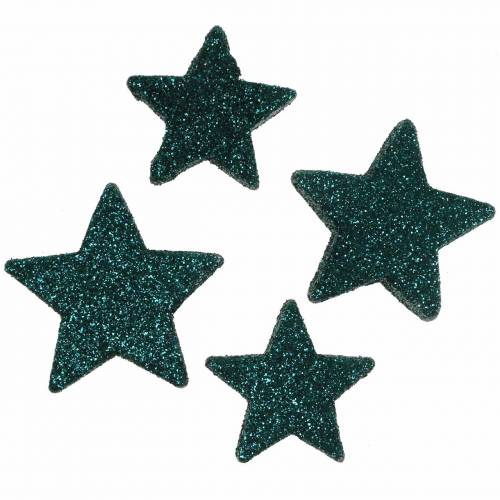 Floristik24 Étoiles scintillantes à saupoudrer d&#39;émeraude 4 / 5cm assorties 40pcs