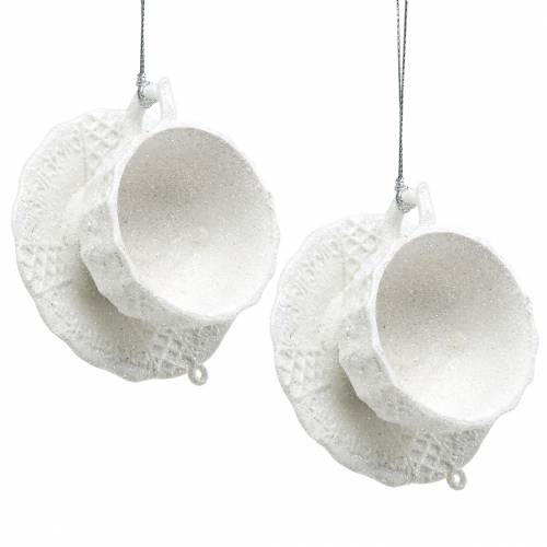 Floristik24 Décorations de sapin de Noël tasse à paillettes blanches 8cm 12pcs