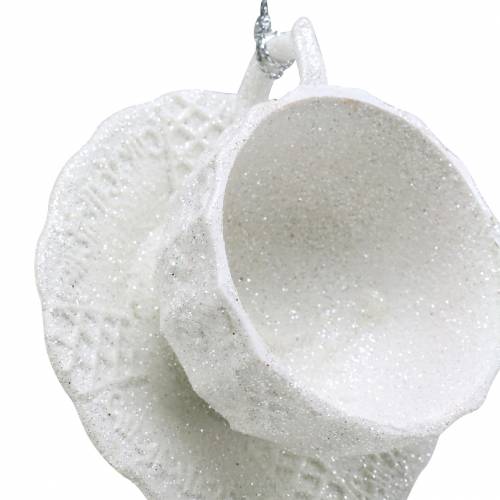Floristik24 Décorations de sapin de Noël tasse à paillettes blanches 8cm 12pcs