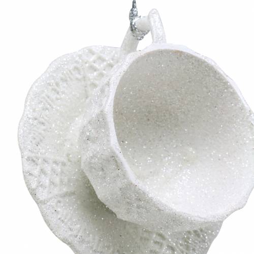 Article Décorations de sapin de Noël tasse à paillettes blanches 8cm 12pcs