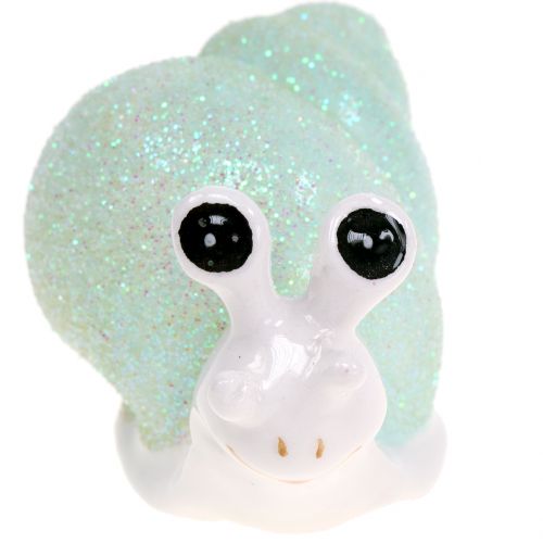Floristik24 Figurine déco escargot paillettes menthe/rose 8cm 6 pcs