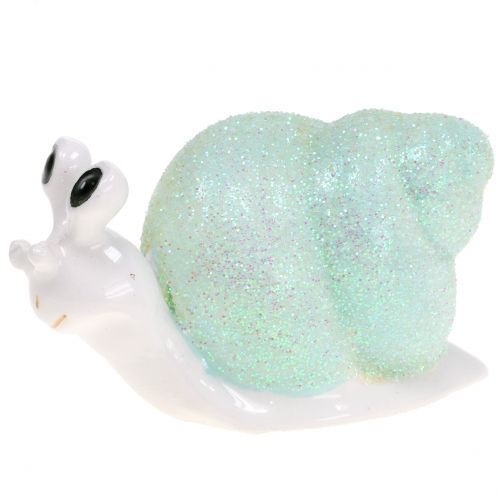 Floristik24 Figurine déco escargot paillettes menthe/rose 8cm 6 pcs
