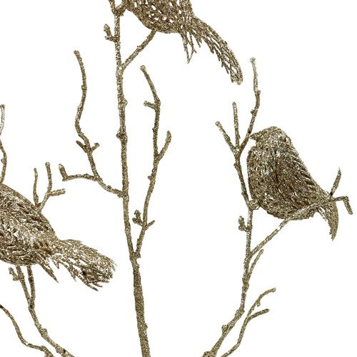 Floristik24 Branche pailletée avec oiseaux 75cm or