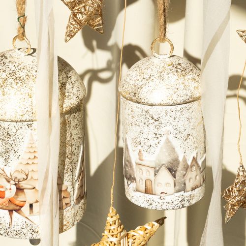 Cloche à suspendre ornée d'un motif de village d'hiver, 20 cm | Floristik24.be