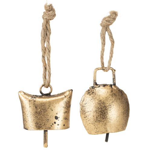 Floristik24 Cloches décoratives pour sapin de Noël en métal vintage doré 5 cm 8 pièces